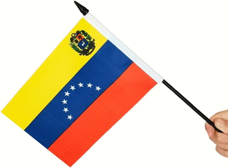 Zigvert US & Venezuela Friendship Flag Display - Twin Desk Set-Miniature Desktop Flag - Image 2